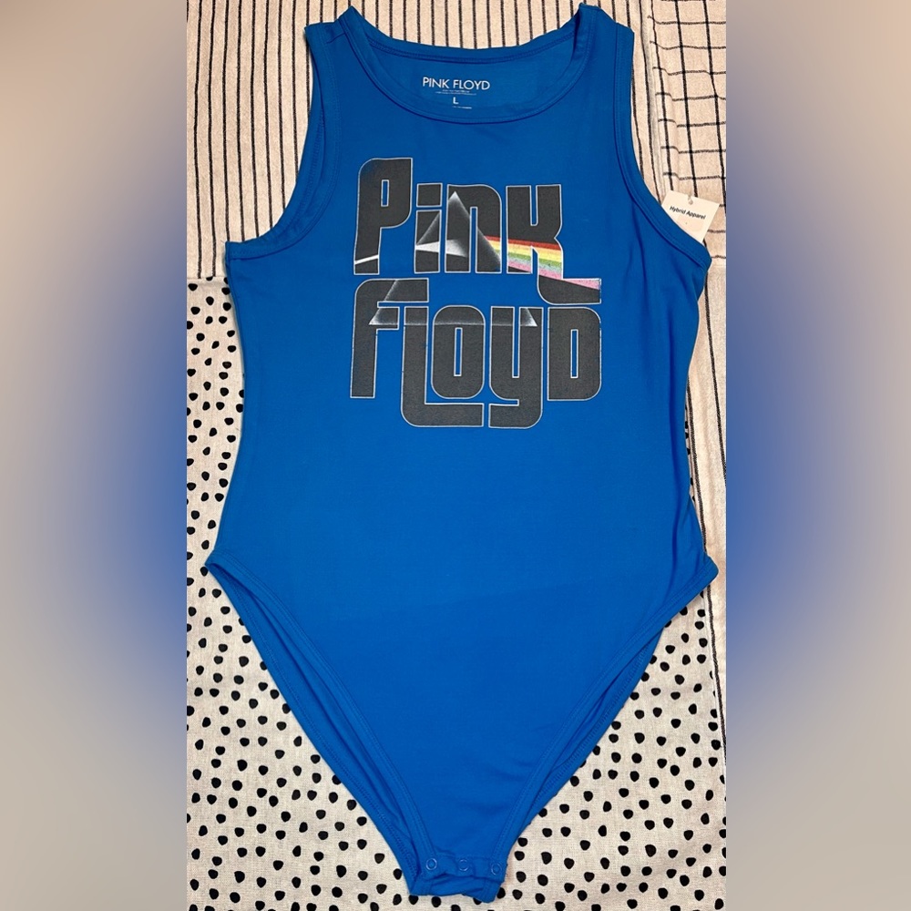 Hybrid Apparel Women’s Blue Bodysuit PINK FLOYD Dark side of the moon lo…